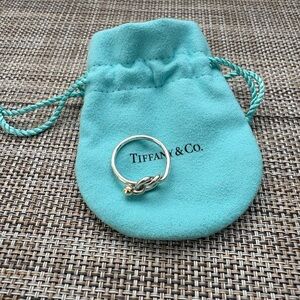Tiffany & Co. Sterling Silver Love Knot Ring with 18k gold accent
